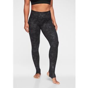 Athleta Women's Barre Stirrup Tights PowerVita Black Midnight Garden Size Medium
